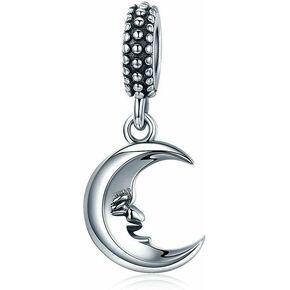 925 Sterling Silver Dangling Moon Charm for Pandora Charms Bracelet & Necklace