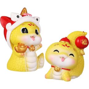 NOLITOY 2Pcs Chinese New Year Snake Ornaments, Zodiac Animal Statue 2025 Year Lucky Snake Decorations for Home Table Spring Festival Decor