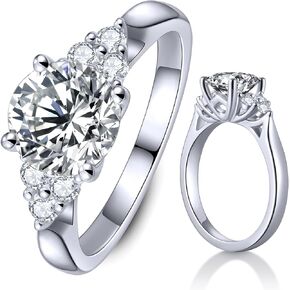 KSTYLE 【سلسلة مستوحاة من الطبيعة】خواتم زفاف مويسانيتي للنساء 1.5-2 قيراط خواتم خطوبة سوليتير، D اللون VVS1 وضوح 925 خواتم فضة استرلينية 18 قيراط مطلية بالذهب الأبيض خواتم وعد لها in Kuwait