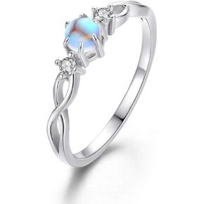 Cuoka Moonstone Ring 925 Sterling Silver Rainbow Moonstone Infinity Ring for Women Promise Rings Moonstone Jewellery Gifts for Engagement Anniversary Wedding Rings