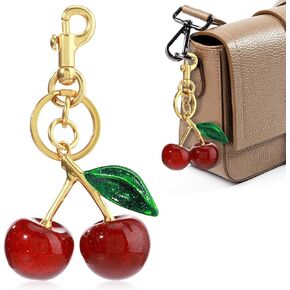 Cherry Keychain Bag Charm Cherry Keychain Charm for Purse Cherry Accessories Bag Charms for Handbags Purse Keychain Glitter Cherry Bag Charm Cherry Keychain Accessory