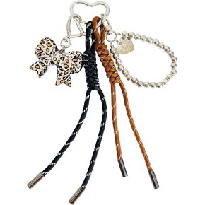 QTMY Leopard Print Bow Beaded Braided Keychain Bag Charms for Handbag Purse Backpack Accessories Bogg Bag,490