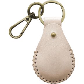 Premium Leather AirTag Holder Keychain – Elegant Airtag Case for Full Protection, Secure Leather Airtag Key Ring, Durable Air Tag Key Chain, Ultimate AirTag Holders (1 Pack, Wood Brown)