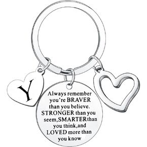 Inspirational Keychain Always Remember You Are Braver Than You Believe Jewellery Letter Keyring Gifts for Men Women
