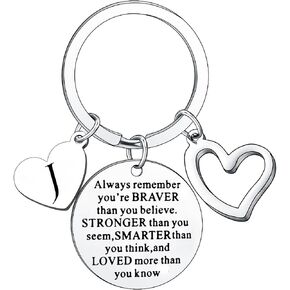 Inspirational Keychain Always Remember You Are Braver Than You Believe Jewellery Letter Keyring Gifts for Men Women in Saudi Arabia