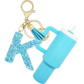 Mini Tumbler Keychain,Cute Cup Keychain with Initial letter For Stanley Cup Backpack Chapstick Holder Women Girl in Saudi Arabia