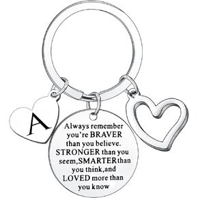 Inspirational Keychain Always Remember You Are Braver Than You Believe Jewellery Letter Keyring Gifts for Men Women in Kuwait