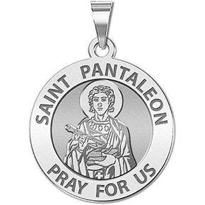 PicturesOnGold.com Saint Pantaleon Religious Medal - 2/3 Inch Size of Dime, Sterling Silver