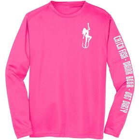 Dirty Hooker Fishing Gear, Classic White on Neon Pink Dryfit