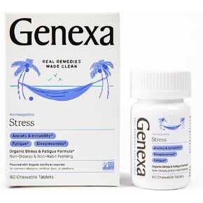 Genexa Stress for Adults | Anxiety Relief & Fatigue Remedy | Soothing Natural Vanilla & Lavender Flavor | Gluten Free & Non-GMO | Homeopathic Remedy Made Clean | 180 Chewable Tablets (3 Pack)