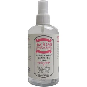OAK & SAGE Homeopathic Brain Fog Gone - Unscented - 8oz - 100% Herbs, No Alcohol, No Chemicals