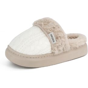 Plush Knit Women's Slippers - Fuzzy Slippers for Women Indoor Outdoor, Warm Plush Fleece Lining, Non-Slip Sole, Odor Resistant Bedroom Slippers for Women