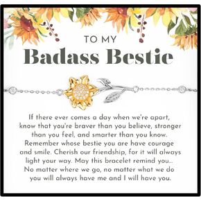 With Love & Co Friendship Bracelet Gift - 925 Sterling Silver, Badass Bestie Bracelet, Best Friend BFF Long Distance Gift, Christmas Friendship Gifts For Women