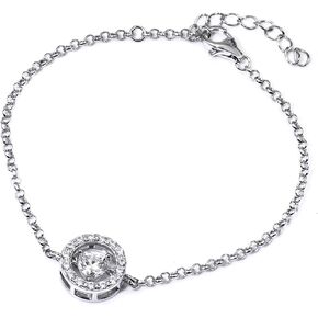 Sparkly Moissanite Bracelet for Women I 6.5-7.5 in Sterling Silver Slider Bracelets Link I 18K White Gold Plated Heart Solitaire Chain Bracelet, 0.73 Carat