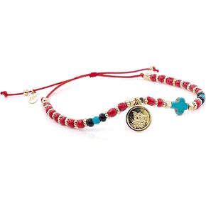 SIFRIMANIA Protector Saint Michael Archangel Beaded Adjustable Catholic Guardian Angel Bracelet for Women, Protection Cross, Religious Medal