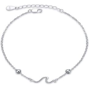 YFN Wave Bracelet 925 Sterling Silver Ocean Wave Bracelets Ocean Beach Bracelet for Women Jewelry Gifts