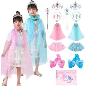 Princess Dress Up Pretend Play Costume,Shoes,Skirts,Cloaks Gift Set for Girls 3-8 Years for Birthday Christmas