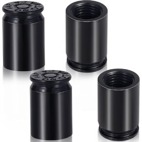 OIIKI Bullet Shape Tire Valve Stem Caps, 4 PCS Aluminum Alloy Tire Valve Covers, Dustproof Corrosion Resistant Car Valve Stem Caps for Motorcycle, Automotive, SUV, Trucks, Bike -Black