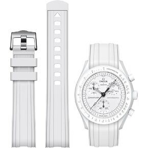 Strap for Omega x Swatch MoonSwatch Watch 20mm,Soft Replacement Rubber Strap for Swatch Omega Moonswatch Speedmaster,Curved No Gap strap for Moonswatch Swatch Men Women