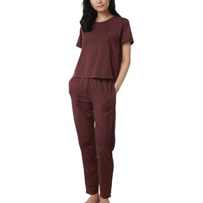 Lunya Slumberknit Short Sleeve Pant Sets for Women - Organic Cotton Lounging Pajamas - Comfortable and Stylish Lounge Set