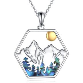 Mountain Necklace 925 Sterling Silver Mountain Pendant Jewelry Gifts for Women Nature Lovers