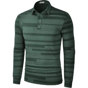 Long Sleeve Polo Shirts for Men Casual Dress Polo Tee Shirts Lightweight Quick Dry Collared Golf Shirt