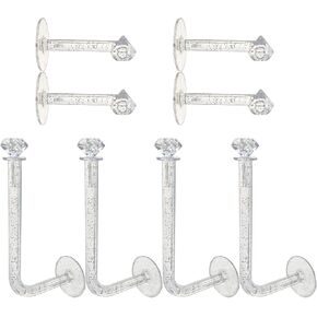 8 Pcs Adhesive Scrunchie Holder Hair Tie Organizer - Waterproof Hair Accessory Holder Girls Acrylic Jewelry Hooks Clear Glitter Organizer Display Stand for Girls Hairband Accessories Storage