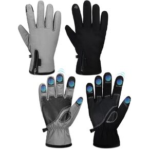 2 Pairs Winter Gloves Windproof Waterproof Thermal Gloves for Cold Weather Cycling Hiking Driving for Men Women