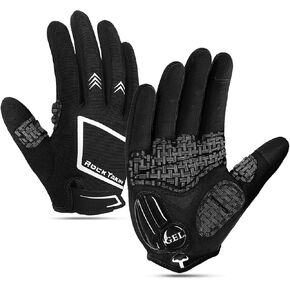 Cycling Gloves for Men Women, 5MM Gel Pad Shock-Absorbing Bike Gloves with Touch Screen Sweat Wipe Breathable Anti-Slip Full Finger Biking Gloves for MTB Road Bicycle