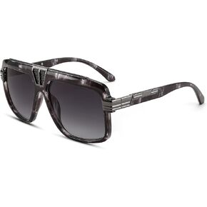 FEISEDY Oversized Sunglasses for Women Men Fashion Metal Square Frame Classic UV Protection Sun Glasses B0001