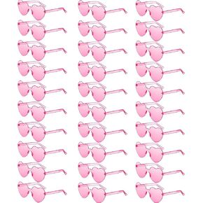 LEFIMOT 30 Pairs Heart Shaped Sunglasses for Women Girl Colorful Sunglasses Rimless Transparent Heart Sunglasses Party Favor