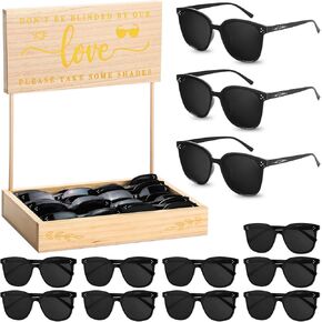 50 Sets Wedding Favors for Guests Wedding Sunglasses for Reception 1 Wood Display Box Wedding Party Sunglasses for Guests Decoration