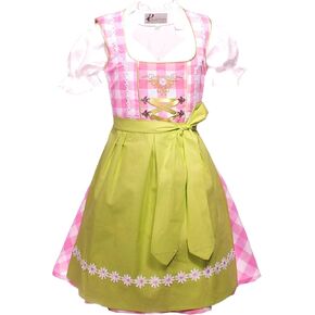 German Dress for Girls Bavarian Dirndl Oktoberfest Children Dress Carnival Halloween Size 2T,4T,6,8,10,12,14
