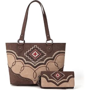Montana West Aztec Tote Bag for Women Embroidered Western Shoulder Purse and Wallet Set in Saudi Arabia
