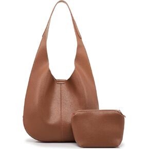 Slouchy Hobo Bags for Women Tote Bag Soft Vegan Leather Shoulder Purses 2 Pcs