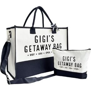 SUSZDOU GIGI Gift, GIGI's Getaway Bag, Canvas Tote Bag for Women, Birthday Gifts for Women Her GIGI, Visit Love Spoil Bag, GIGI Bag for Picnic Shopping Holiday Camping, Design Beach Tote for GIGI