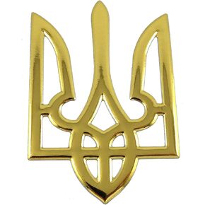 Ukrainian Trident Gold Finish Decal Emblem Ukraine Tryzub 3D Sticker car 2"x3"