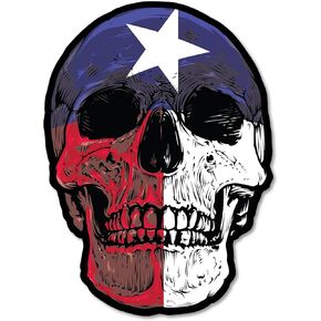 Texas Flag Lone Star Skull Sticker Decal for Cars, Cups, Laptops, Coolers (Two Pack X2) (5"x3.5" and 3"x2")
