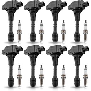 ENA Set of 8 Ignition Coil Pack with Spark Plugs Compatible with Infiniti Nissan 2007-2015 Armada, 2012-2017 NV2500 NV3500, 2008-2012 Pathfinder, 08-15 TITAN, 07-2010 QX56 5.6L V8 Fits for UF551