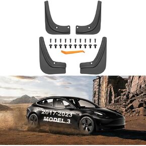 4PCS Mud Flaps for Tesla Model Y [Military-Grade Upgrade, No Drilling] Splash Guards Fender Mud Guard for 2021-2025 Tesla Model Y Accessories (5-Seater)