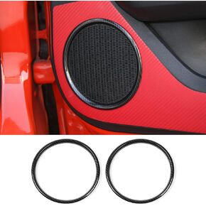RT-TCZ Door Speaker Ring Trim Cover Frame Sticker Interior Decoration Accessories for Ford Mustang 2015-2022 (Carbon Fiber)