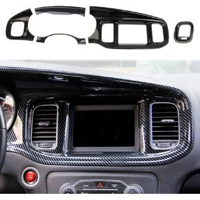 crosselec Carbon Fiber Center Consoles Dashboard Instrument Gauge Cluster Dash Air Vent Panel Kit Cover Trim Garnish Bezel for for Dodge Charger 2015-2023