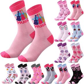 12 Pairs Music Crew Socks for Women Music Lover Gifts Novelty Guitar Piano Music Themed Socks for Fans Women Girls