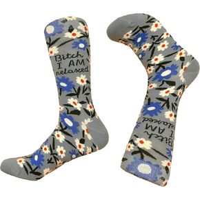 Funny novelty sock. Bit** I Am Relaxed Socks. Novelty Crew Socks For Men & Women Unisex.Women's shoe size. Women's Crew. (One size). Women's Crew Socks. Unisex socks