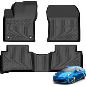 ANBINGO®-Floor Mats Fits 2016-2022 Toyota Prius, Fits 2017-2021 Toyota Prius Prime, (Not fit Prius C & Prius V) - Prius Floor Mats Front & 2nd Row for Toyota Prius Accessories - Black