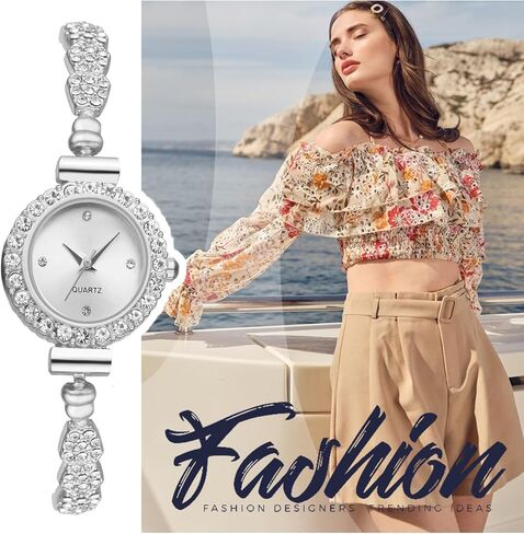Avaner Women's Rhinestone Bracelet Watches: Slim Strap Small Face Analog Quartz Ladies Elegant Dress Wrist Watches in Kuwait