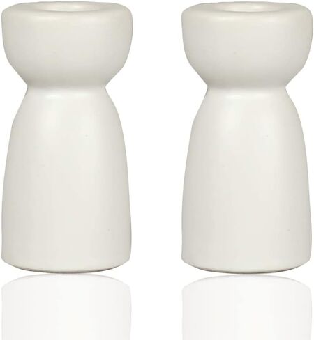 Candlestick Holders, Ceramic White Taper Candle Holder Candlelight Stand, Modern Boho Candle Holders for Desktop Table Setting Dining Bathroom Home Wedding Party Decoration,2 Pack in Kuwait