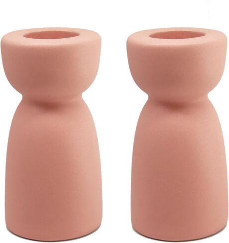Candlestick Holders, Ceramic White Taper Candle Holder Candlelight Stand, Modern Boho Candle Holders for Desktop Table Setting Dining Bathroom Home Wedding Party Decoration,2 Pack in Kuwait