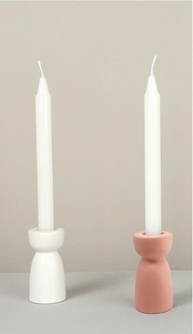 Candlestick Holders, Ceramic White Taper Candle Holder Candlelight Stand, Modern Boho Candle Holders for Desktop Table Setting Dining Bathroom Home Wedding Party Decoration,2 Pack in Kuwait