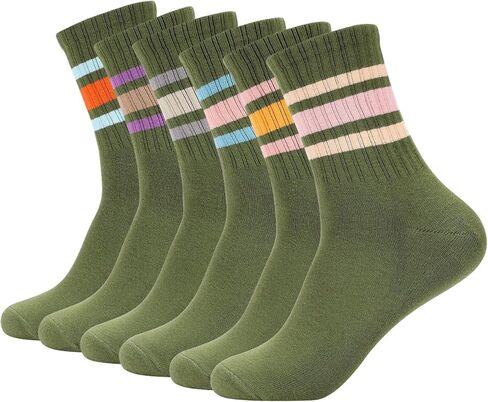 Womens Tube Socks Combed Cotton Anti Odor Quick Dry Moisture Wicking Colorful with Striped Size 6-11 in Saudi Arabia